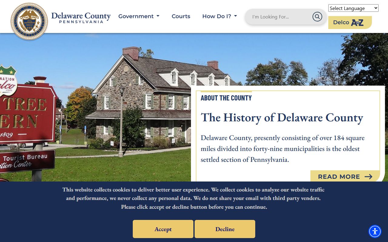 Delaware County official government homepage gateway to court records offices