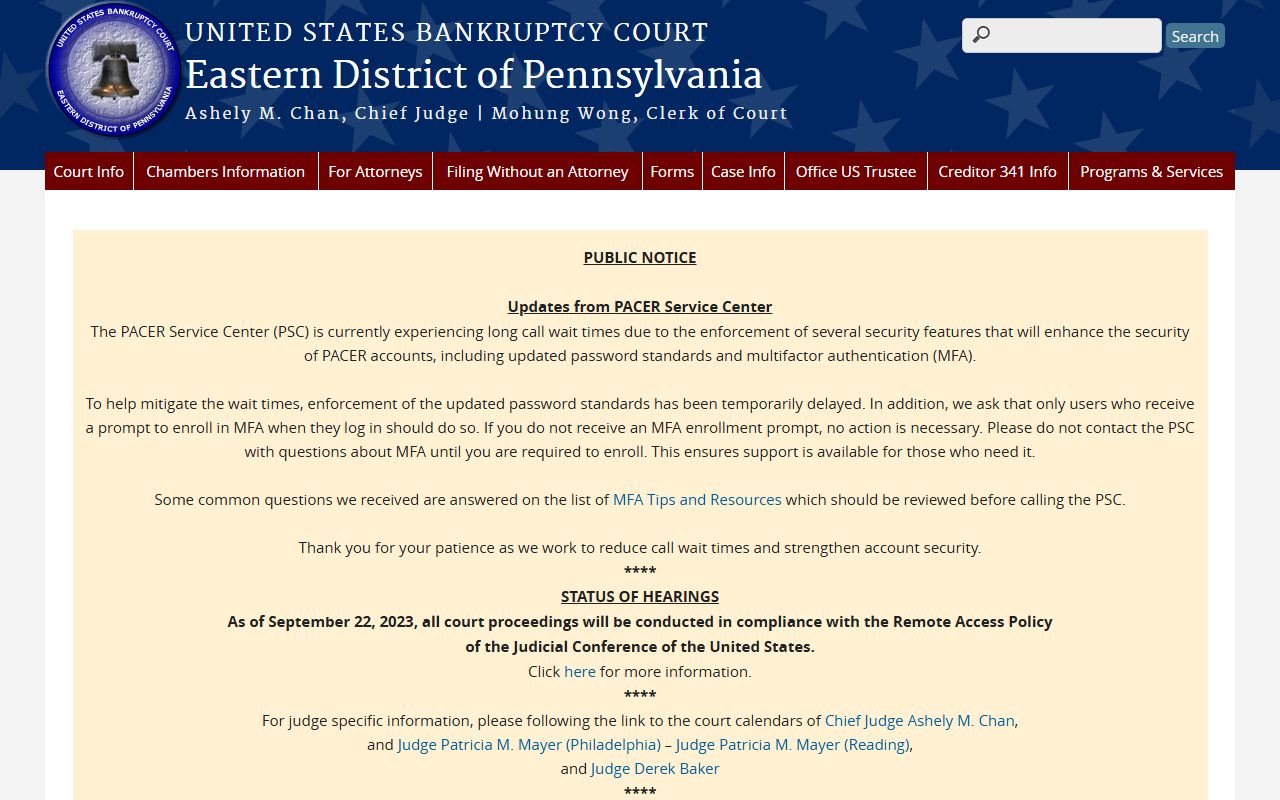 U.S. Bankruptcy Court Eastern District of Pennsylvania for Delaware County federal cases