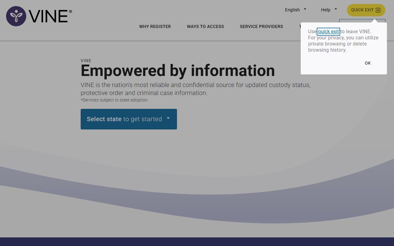 VINELink custody notification portal for Delaware County released inmates