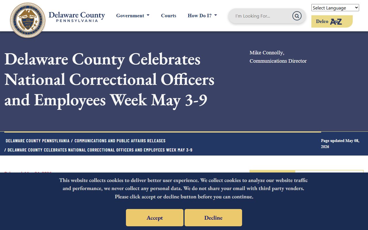 Delaware County correctional officers week supporting jail staffing context